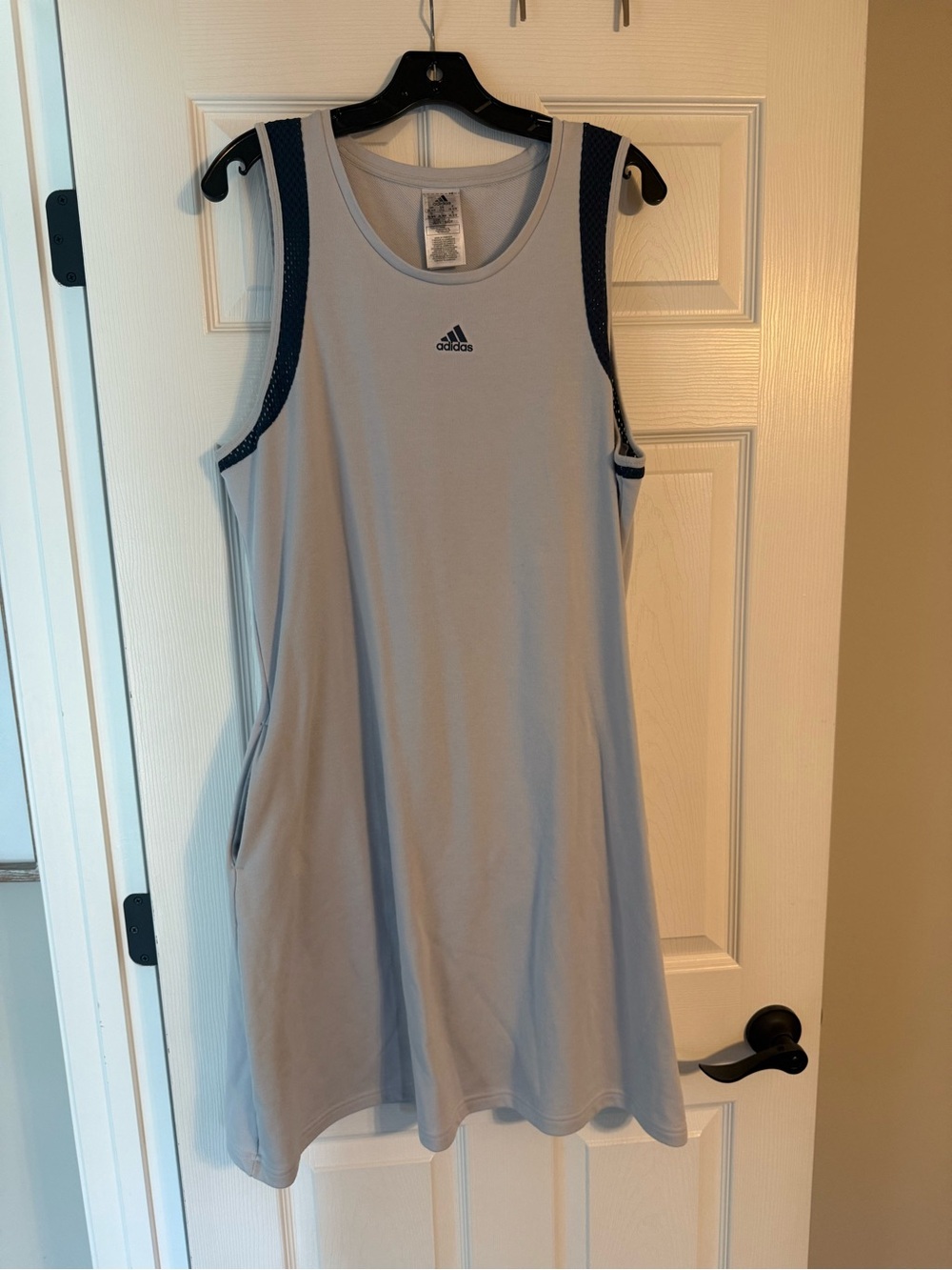 adidas Light Gray Sleeveless Athletic Dress with Navy Trim